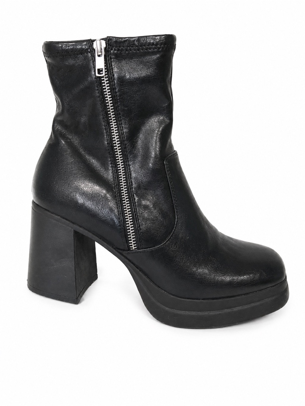 Steve Madden Black Platform Zip Ankle Boots - Women